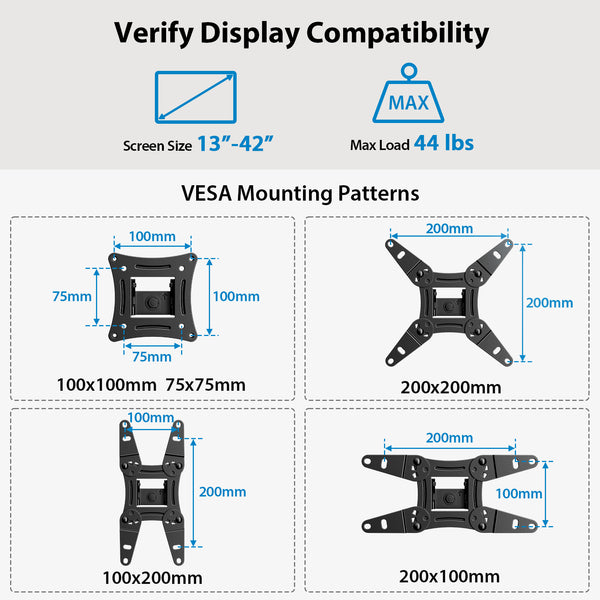 Full Motion TV Wall Mount For 13" To 42" TVs