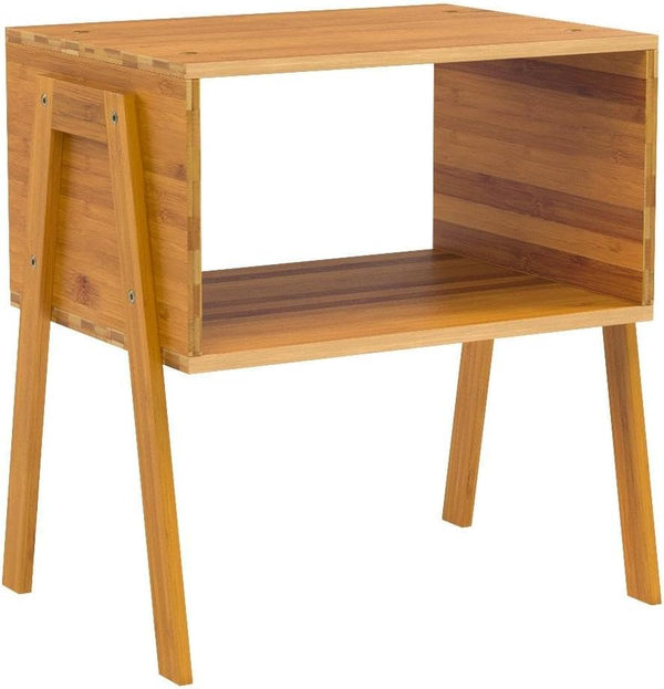 Pipishell Nightstands Set of 2, Bamboo Stackable Bedside Table, Night Stands with Storage Shelf, Small Bed Side Tables, 2-Tier End Table for Bedroom, Dorm and Small Space Storage (Natural)