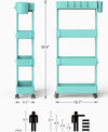 Pipishell Slim Storage Cart with Wheels, 4 Tier Bathroom Storage Organizer Rolling Utility Cart for Bathroom Kitchen Laundry Room Office Narrow Place (Turquoise)