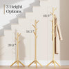 Pipishell Solid Wooden Coat Rack Freestanding, Hall Tree with 8 Hooks, 3 Height Options for Coats, Hats, Handbags, and Scarves, Tool-Free Assembly, Space Saving Design for Entryway, Office, Bedroom