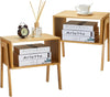Pipishell Nightstands Set of 2, Bamboo Stackable Bedside Table, Night Stands with Storage Shelf, Small Bed Side Tables, 2-Tier End Table for Bedroom, Dorm and Small Space Storage (Natural)