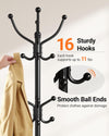 Pipishell Metal Heavy Duty Coat Rack with Sturdy Marble Base, Coat Tree with 16 Hooks & Detachable Umbrella Holder,Coat Rack Freestanding for Entryway, Corner, Bedroom and Home Office, Black