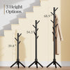 Pipishell Solid Wooden Coat Rack Freestanding with 8 Hooks, Black