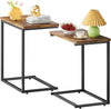 Pipishell C Shaped End Table 27 Inches High, Side Table for Couch Slide Under, Sofa Side Table for Living Room, Grey
