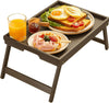 Pipishell Large Bed Tray Table with Folding Legs & Slot, Bamboo, Natural