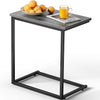 Pipishell C Shaped End Table 27 Inches High, Side Table for Couch Slide Under, Sofa Side Table for Living Room, Grey