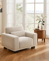 Pipishell Accent Chair, Modern Linen Living Room Chairs with Thick Cushion & Wide Armrests, Reading Chair Comfy Arm Chair, Removable Sofa Cushion and Cover, Easy to Install, White