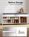 Pipishell 2-Tier Shoe Storage Bench with Cushioned Seat, Entryway Bench with Adjustable Shelf & Barn Doors, 300 lbs Capacity, 43.4" W x 16" D x 18" H, for Entryway, Bedroom, Living Room, White