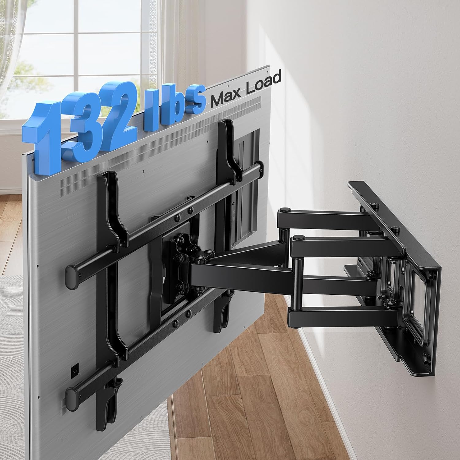 Pipishell Full Motion TV Wall Mount for Most 37-84 Inch TVs up to 132lbs, Wall Mount TV Bracket Articulating Swivel Tilt Extension Leveling Max VESA 600x400mm Fits 12/16