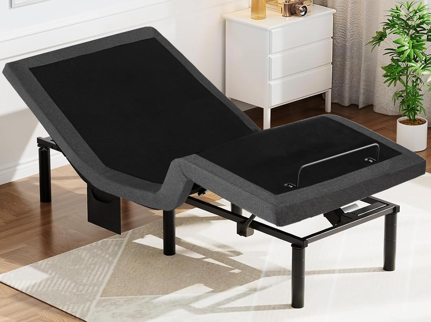 Pipishell Twin Adjustable Bed Frame with Wireless Remote and Zero Gravity | Head & foot incline, USB‑A & USB‑C ports, LED under‑bed lighting, 4 leg height option, and easy 3-Step assembly
