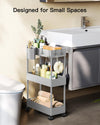 Pipishell Slim Storage Cart with Wheels - 3 Tier Bathroom Organizers and Storage Cart - Rolling Carts for Bathroom, Kitchen, Narrow Space, Laundry Room, Gray