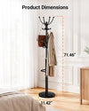 Pipishell Metal Heavy Duty Coat Rack with Sturdy Marble Base, Coat Tree with 16 Hooks & Detachable Umbrella Holder,Coat Rack Freestanding for Entryway, Corner, Bedroom and Home Office, Black