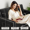 Pipishell 3-in-1 Convertible Sleeper Sofa Bed, Pull Out Couch for Living Room with USB Ports & Side Pockets, Adjustable Backrest, Velvet, Loveseat Sofa Bed, Futon Couches, Black