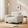 Pipishell Accent Chair, Modern Linen Living Room Chairs with Thick Cushion & Wide Armrests, Reading Chair Comfy Arm Chair, Removable Sofa Cushion and Cover, Easy to Install, White