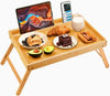 Pipishell Bed Tray Table with Folding Legs, Bamboo, Medium Size, Brown