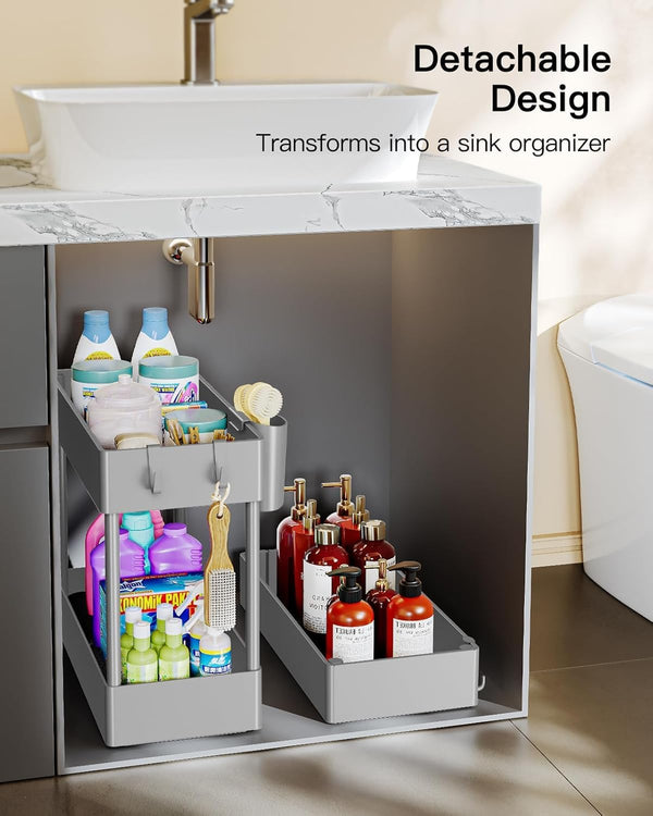 Pipishell Slim Storage Cart with Wheels - 3 Tier Bathroom Organizers and Storage Cart - Rolling Carts for Bathroom, Kitchen, Narrow Space, Laundry Room, Gray