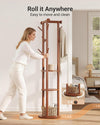 Pipishell Solid Wood Freestanding Coat Rack with 5 Wheels, 9 Hooks, Shelves