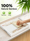 Pipishell Bed Tray Table with Folding Legs, Bamboo, Medium Size, White