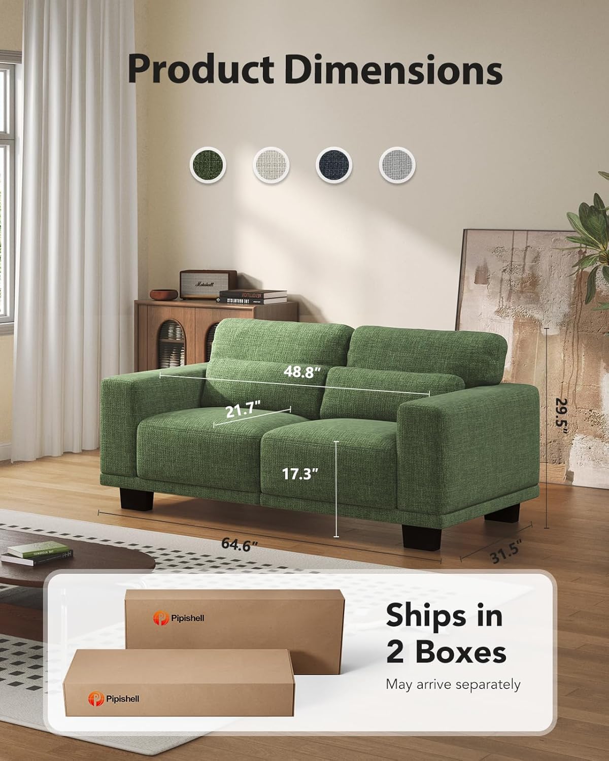 Pipishell Modern 2-Seater Loveseat 65