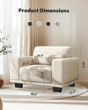 Pipishell Accent Chair, Modern Linen Living Room Chairs with Thick Cushion & Wide Armrests, Reading Chair Comfy Arm Chair, Removable Sofa Cushion and Cover, Easy to Install, White