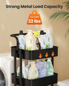 Pipishell 4 Tier Mesh Utility Cart, Rolling Metal Organization Cart with Handle and Lockable Wheels, Multifunctional Storage Shelves for Kitchen Living Room Office White, PIUC12B