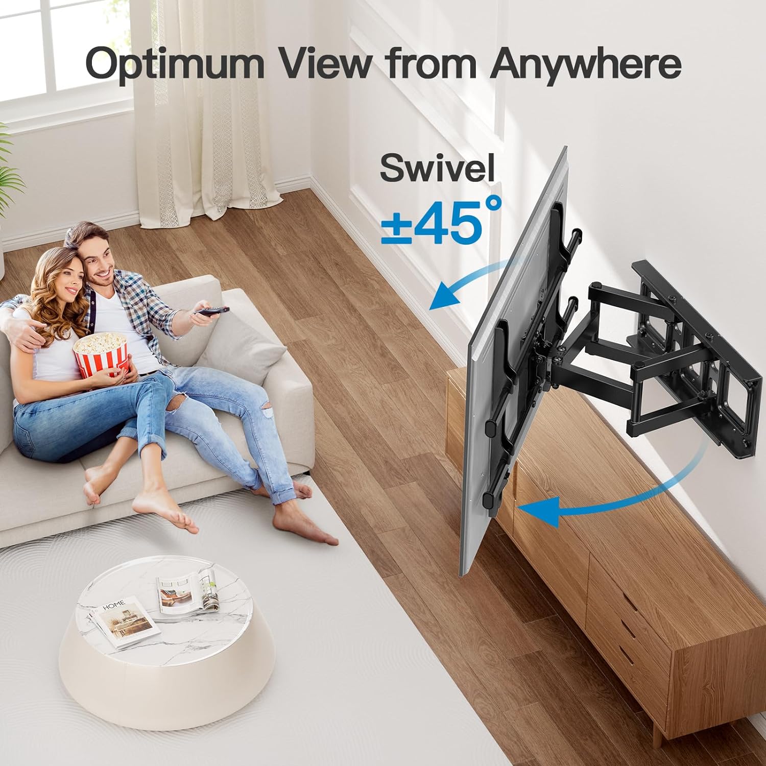 Pipishell Full Motion TV Wall Mount for Most 37-84 Inch TVs up to 132lbs, Wall Mount TV Bracket Articulating Swivel Tilt Extension Leveling Max VESA 600x400mm Fits 12/16