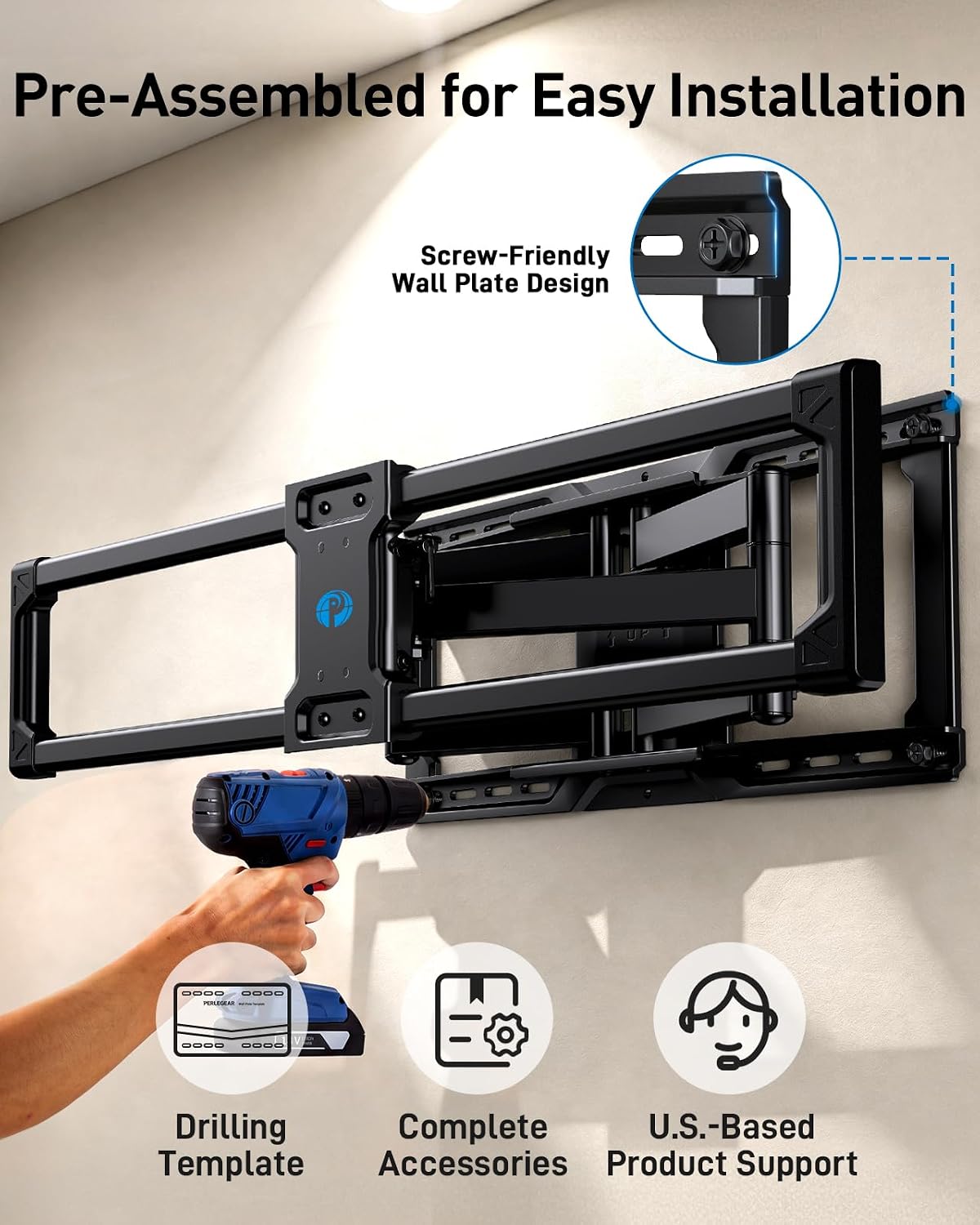 Pipishell Large Full Motion TV Wall Mount for 55–120 Inch TVs up to 220 lbs