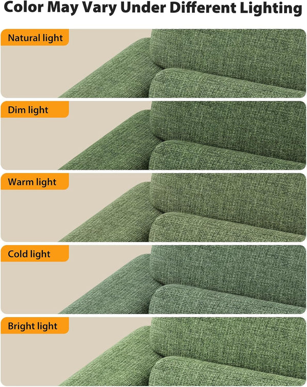 Pipishell Modern 2-Seater Loveseat 65" Wide, Space Saving Sofa with Wide Armrests, Deep Cushions & Removable Washable Linen Cover, Green | Small Space Sofa & Apartment Couch for Living Room