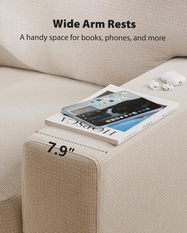 Pipishell Accent Chair, Modern Linen Living Room Chairs with Thick Cushion & Wide Armrests, Reading Chair Comfy Arm Chair, Removable Sofa Cushion and Cover, Easy to Install, White