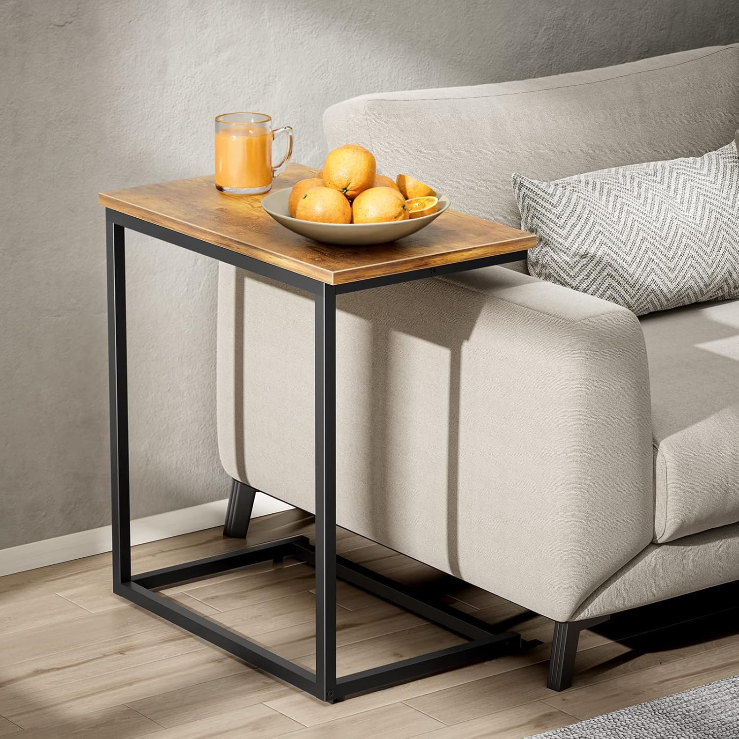 Pipishell C Shaped End Table 27 inches High, Side Table for Couch Slide Under, C Table Sofa Side End Table for Living Room