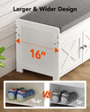 Pipishell 2-Tier Shoe Storage Bench with Cushioned Seat, Entryway Bench with Adjustable Shelf & Barn Doors, 300 lbs Capacity, 43.4" W x 16" D x 18" H, for Entryway, Bedroom, Living Room, White