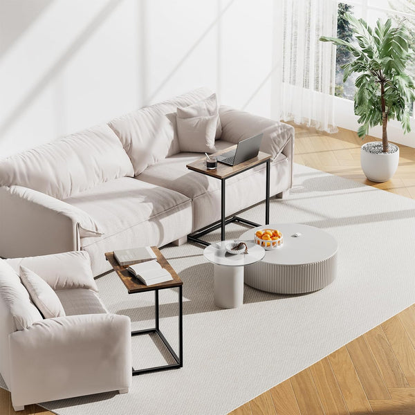 Pipishell C Shaped End Table 27 inches High, Side Table for Couch Slide Under, C Table Sofa Side End Table for Living Room