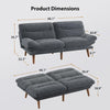 Pipishell 69-Inch Convertible Futon Sofa Bed, Corduroy Futon Couch with Adjustable Backrest and Armrests, Sleeper Sofa for Small Apartments,Study Room or Office, Gray