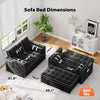 Pipishell 3-in-1 Convertible Sleeper Sofa Bed, Pull Out Couch for Living Room with USB Ports & Side Pockets, Adjustable Backrest, Velvet, Loveseat Sofa Bed, Futon Couches, Black
