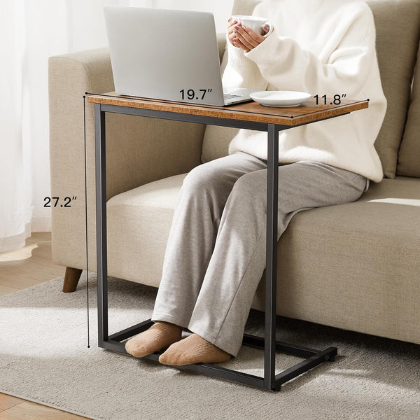 Pipishell C Shaped End Table Set of 2, Side Table for Couch Slide Under, C Table Sofa Side End Table for Living Room 27 inches High,PIET06K2