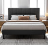 Pipishell Full Size Bed Frame with 12 Thickened Legs & Fabric Upholstered Headboard,1300 Lbs Weight Capacity, Adjustable Headboard, No Box Spring Needed, Easy Assembly, Underbed Storage（Solid Wood）
