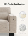 Pipishell Accent Chair, Modern Linen Living Room Chairs with Thick Cushion & Wide Armrests, Reading Chair Comfy Arm Chair, Removable Sofa Cushion and Cover, Easy to Install, White