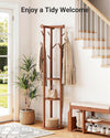 Pipishell Solid Wood Freestanding Coat Rack with 5 Wheels, 9 Hooks, Shelves