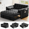 Pipishell 3-in-1 Convertible Sleeper Sofa Bed, Pull Out Couch for Living Room with USB Ports & Side Pockets, Adjustable Backrest, Velvet, Loveseat Sofa Bed, Futon Couches, Black
