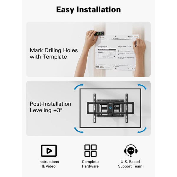 Full Motion TV Wall Mount For 40" To 82" TVs