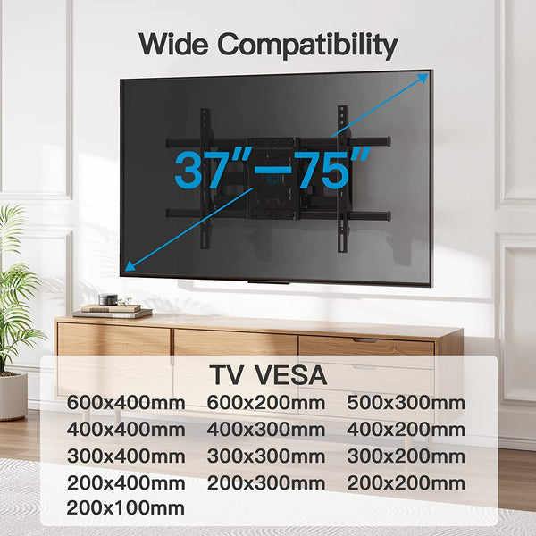 Full Motion TV Wall Mount For 37" To 75" TVs