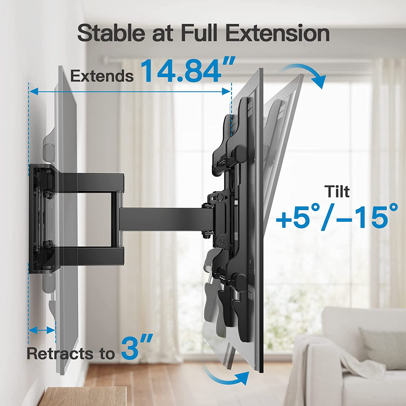 Full Motion TV Wall Mount For 37" To 75" TVs