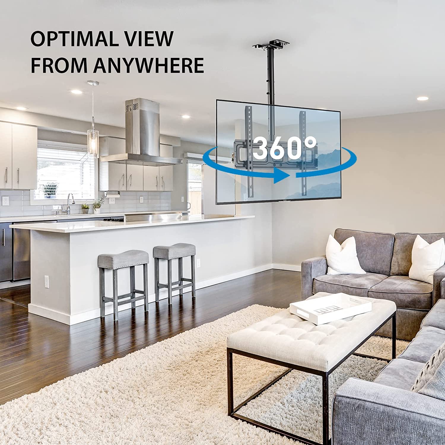 Multi-Adjustable Ceiling TV Mount For 26