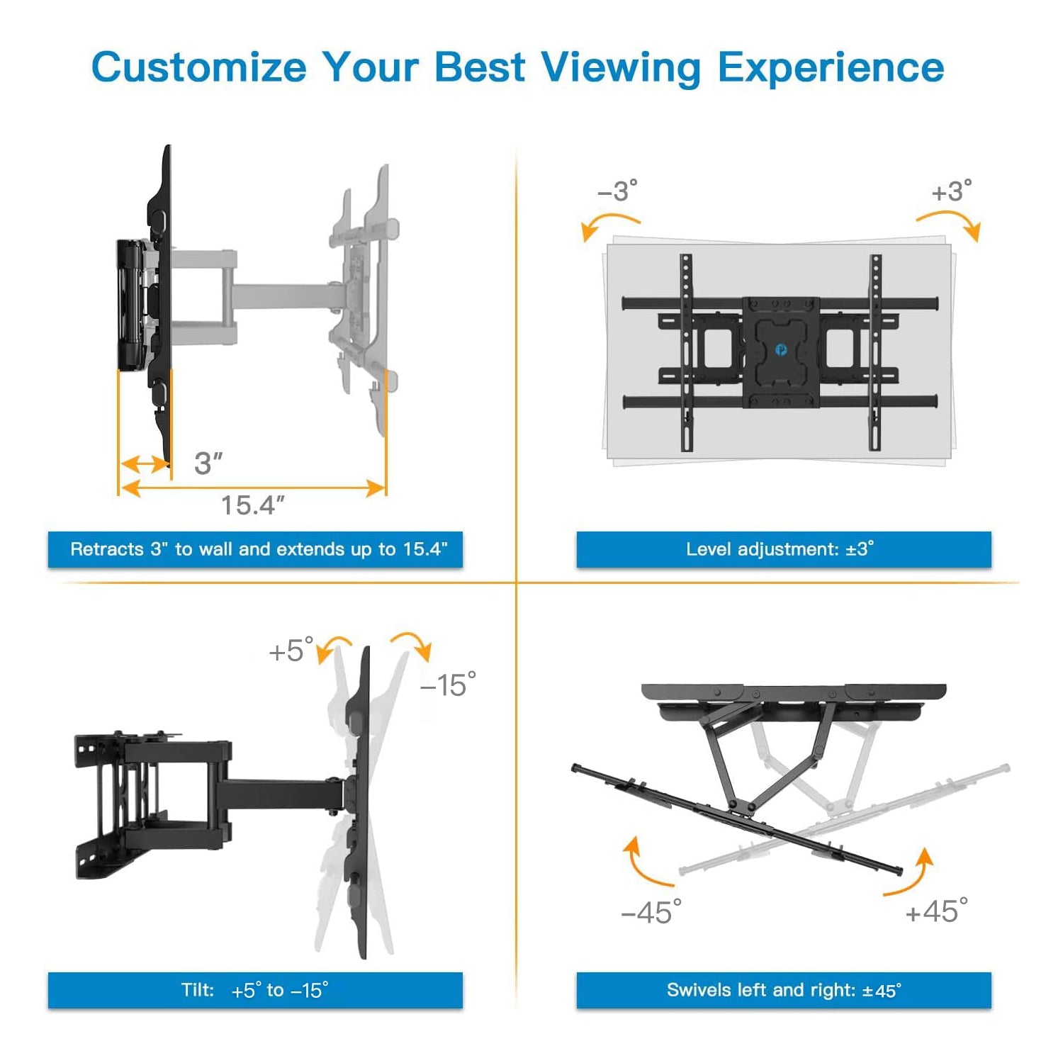 Full motion TV Wall Mount For 37