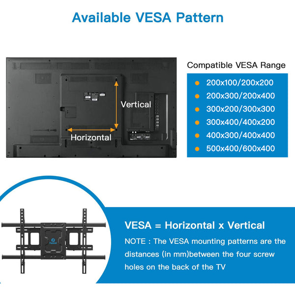 Full motion TV Wall Mount For 37" To 75" TVs