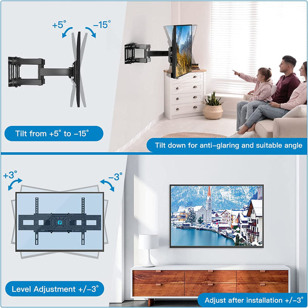 Full Motion TV Wall Mount For 37" To 75" TVs