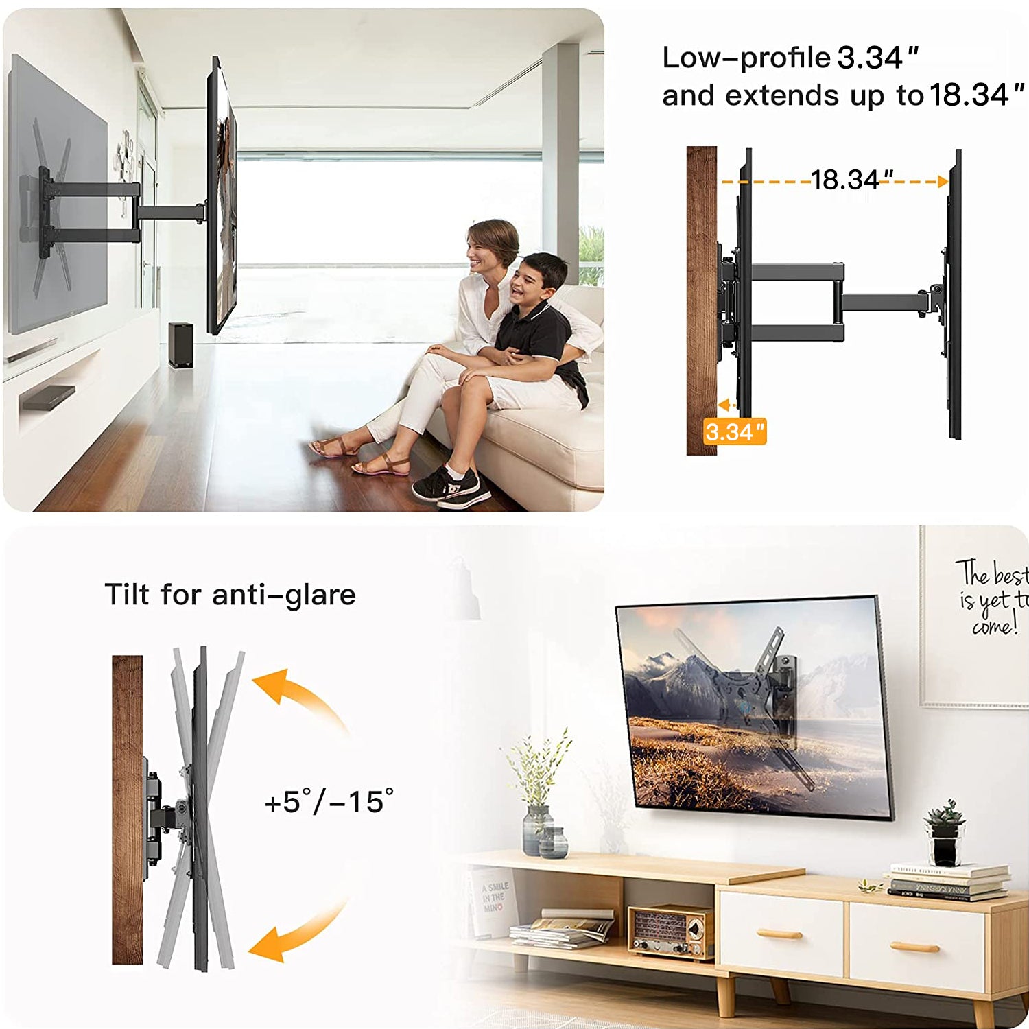 Full Motion TV Monitor Wall Mount For 26