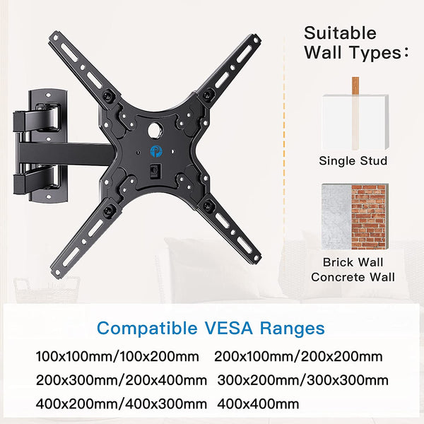 Full Motion TV Monitor Wall Mount For 26" to 55" TVs