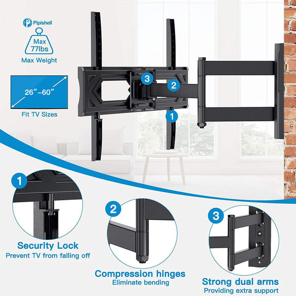 Full Motion TV Wall Mount For 26" To 60" TVs