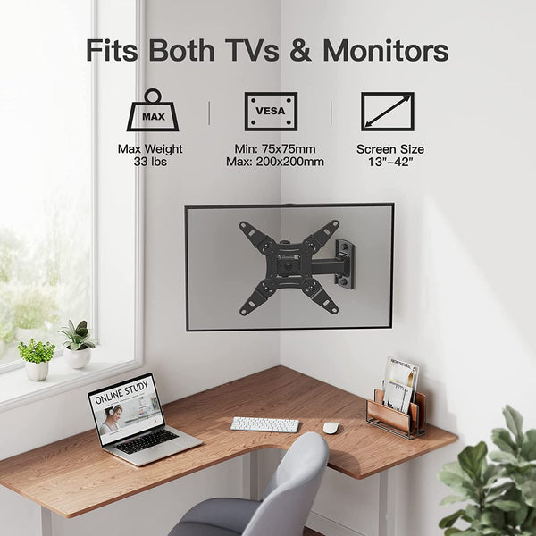 Full Motion TV Wall Mount For 13" To 42" TVs